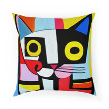 Load image into Gallery viewer, COOL CUBISM CAT Throw Pillow - Premium Throw Pillow from The Wishful Fish - Just $22! Shop now at The Wishful Fish