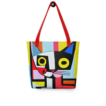 Load image into Gallery viewer, CUBISM CAT Tote Bag - Premium Tote Bag from The Wishful Fish - Just $40! Shop now at The Wishful Fish