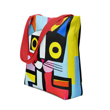 Load image into Gallery viewer, CUBISM CAT Tote Bag - Premium Tote Bag from The Wishful Fish - Just $40! Shop now at The Wishful Fish