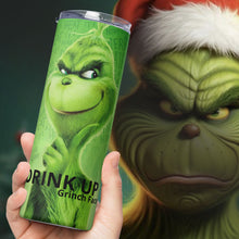 Load image into Gallery viewer, DRINK UP GRINCH FACE Stumbler Tumbler  - Premium Stainless Steel Tumbler from The Wishful Fish - Just $29! Shop now at The Wishful Fish