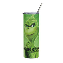Load image into Gallery viewer, DRINK UP GRINCH FACE Stumbler Tumbler  - Premium Stainless Steel Tumbler from The Wishful Fish - Just $29! Shop now at The Wishful Fish