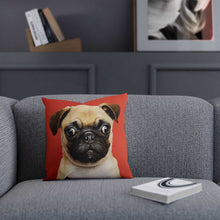 Load image into Gallery viewer, HUG ME PUG Throw Pillow - Premium Throw Pillow from The Wishful Fish - Just $22! Shop now at The Wishful Fish