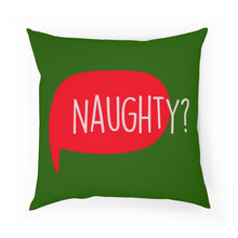 Load image into Gallery viewer, NAUGHTY? or NICE? Throw Pillow - Premium Throw Pillow from The Wishful Fish - Just $22! Shop now at The Wishful Fish