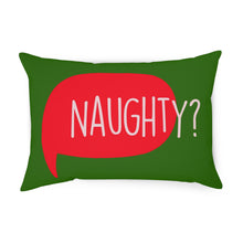 Load image into Gallery viewer, NAUGHTY? or NICE? Throw Pillow - Premium Throw Pillow from The Wishful Fish - Just $22! Shop now at The Wishful Fish