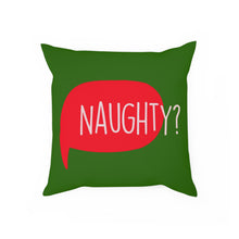 Load image into Gallery viewer, NAUGHTY? or NICE? Throw Pillow - Premium Throw Pillow from The Wishful Fish - Just $22! Shop now at The Wishful Fish
