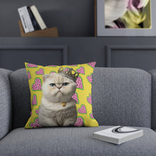 Load image into Gallery viewer, PRINCESS KITTY Throw Pillow - Premium Throw Pillow from The Wishful Fish - Just $22! Shop now at The Wishful Fish