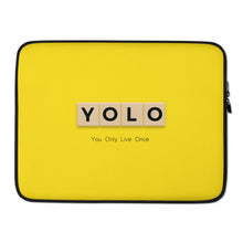 Load image into Gallery viewer, YOLO (You Only Live Once) Laptop Sleeve - Premium Laptop Sleeve from The Wishful Fish - Just $24! Shop now at The Wishful Fish