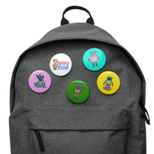 Load image into Gallery viewer, SPACE ROBOTS Pin Buttons (Set 1) - Premium Pinback Buttons from The Wishful Fish - Just $22! Shop now at The Wishful Fish