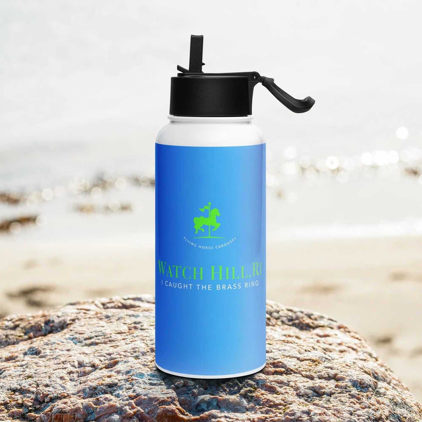 Brass Ring Water Bottle — Flying Horse Carousel Watch Hill, RI The Wishful Fish