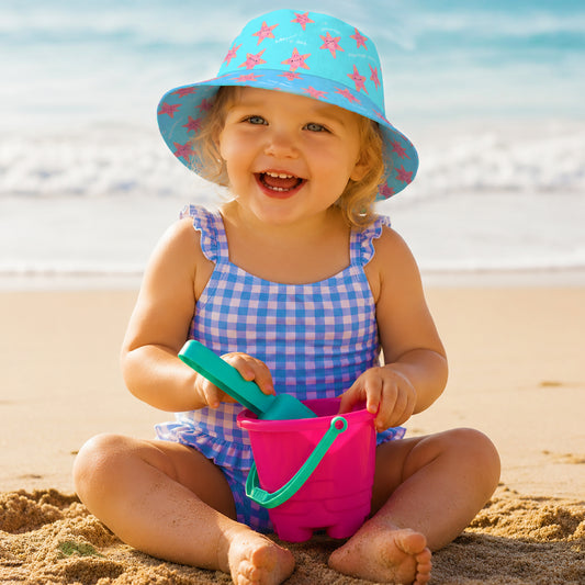 Children's Summer Bucket Hat Reversible. SHOP Now at The Wishful Fish