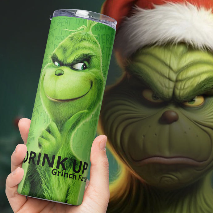 DRINK UP GRINCH FACE Stumbler Tumbler - Premium Tumbler from The Wishful Fish - Just $28.50! Shop now at The Wishful Fish