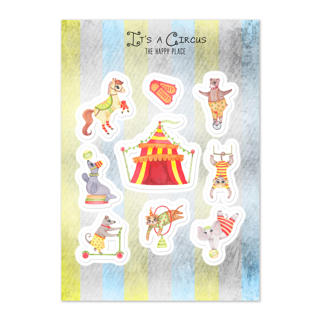 IT'S A CIRCUS Kiss Cut Stickers - Premium Kiss Cut Stickers from The Wishful Fish - Just $12! Shop now at The Wishful Fish