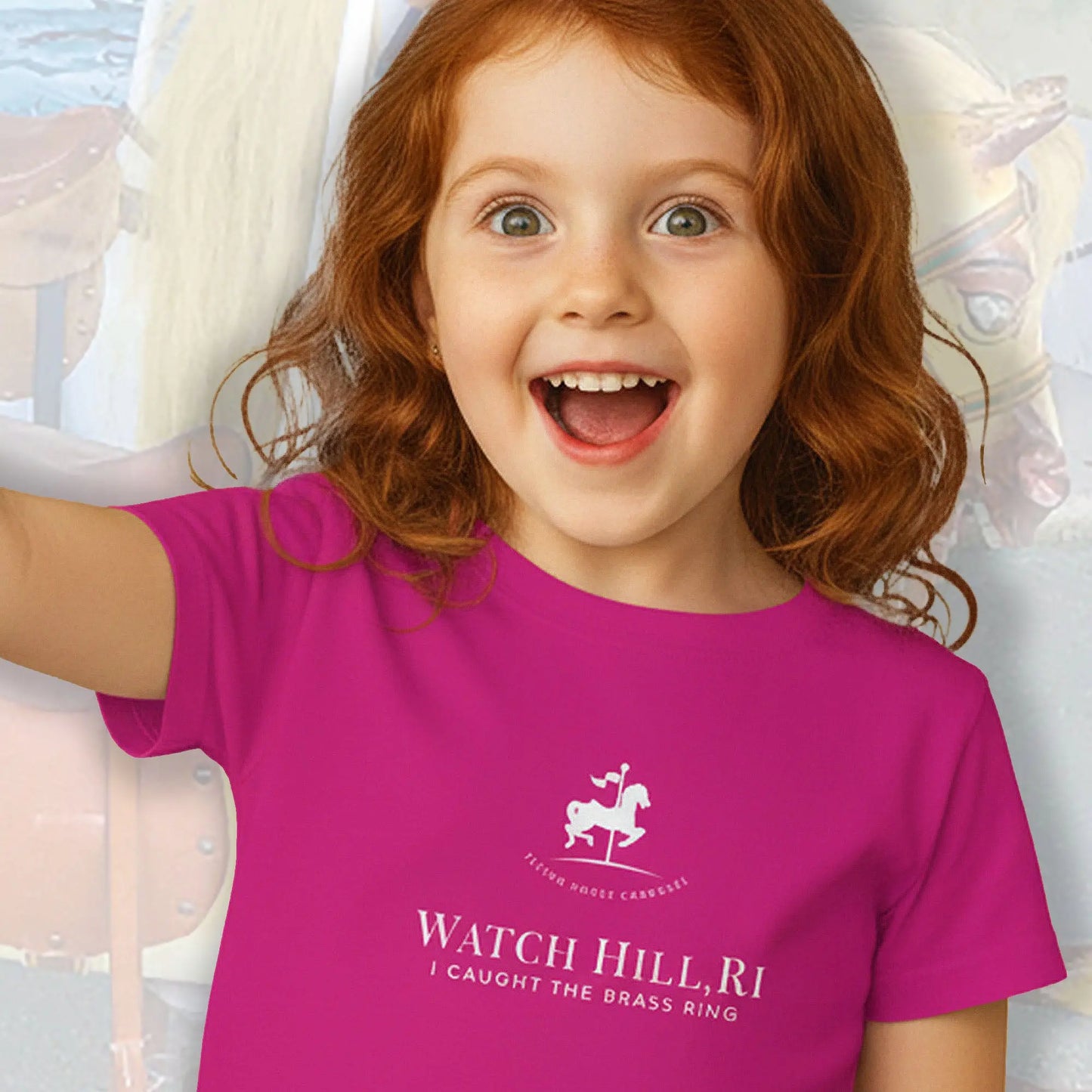 Captures the excitement of reaching out, grabbing the brass ring in Watch Hill, RI. SHOP Now at The Wishful Fish