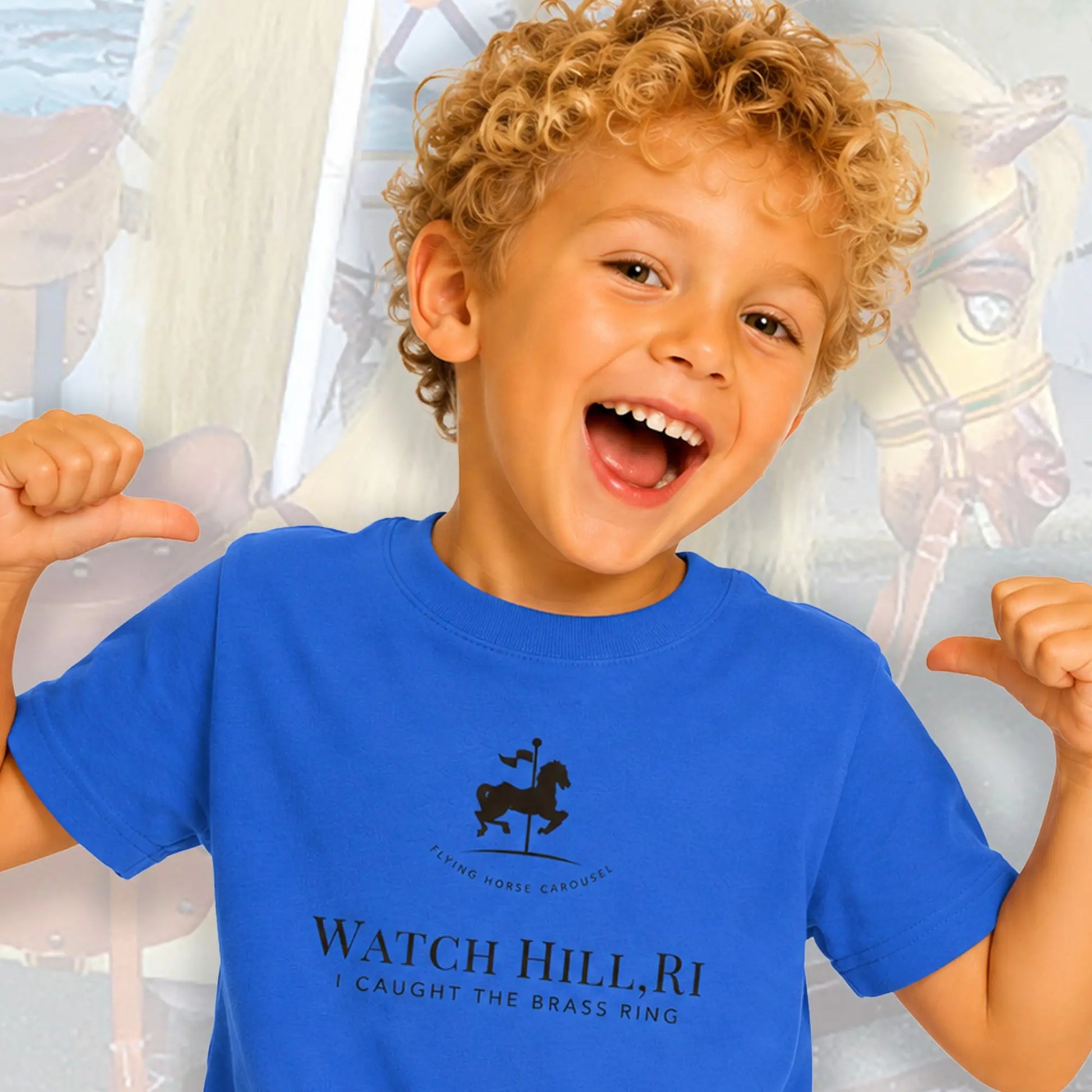 Celebrates a timeless moment of joy inspired by the iconic Flying Horse Carousel. SHOP Now at The Wishful Fish