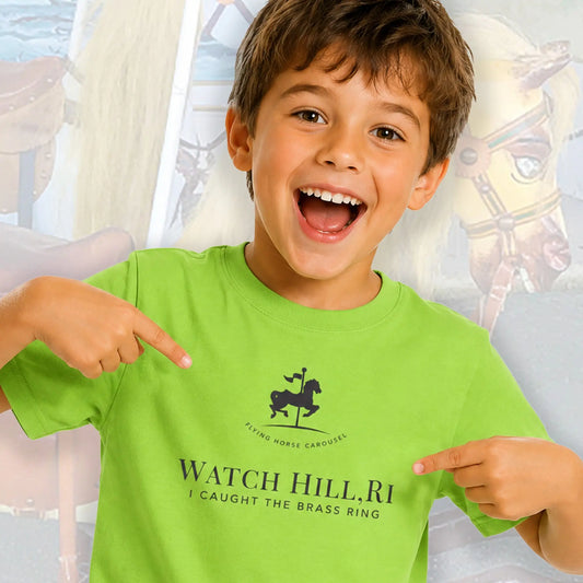 Watch Hill RI Flying Horse Carousel — I Caught The Brass Ring Youth T Shirt. SHOP Now at The Wishful Fish