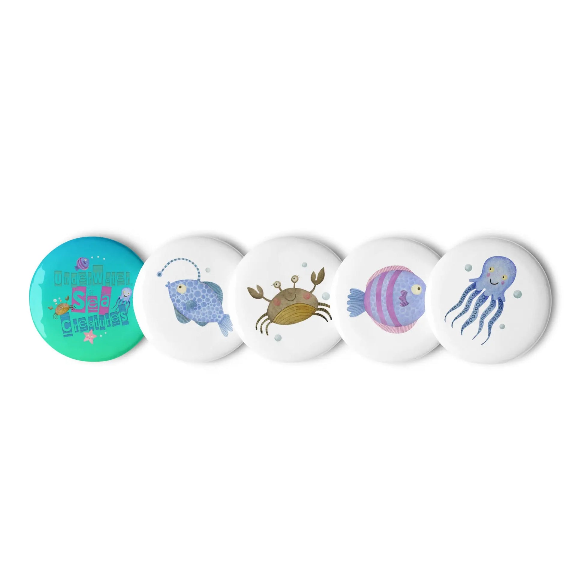 SEA CREATURES Pinback Buttons - Premium Pinback Buttons from The Wishful Fish - Just $22! Shop now at The Wishful Fish