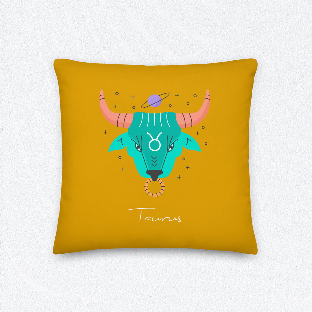 TAURUS Zodiac Pillow - Premium Pillow from The Wishful Fish - Just $29! Shop now at The Wishful Fish