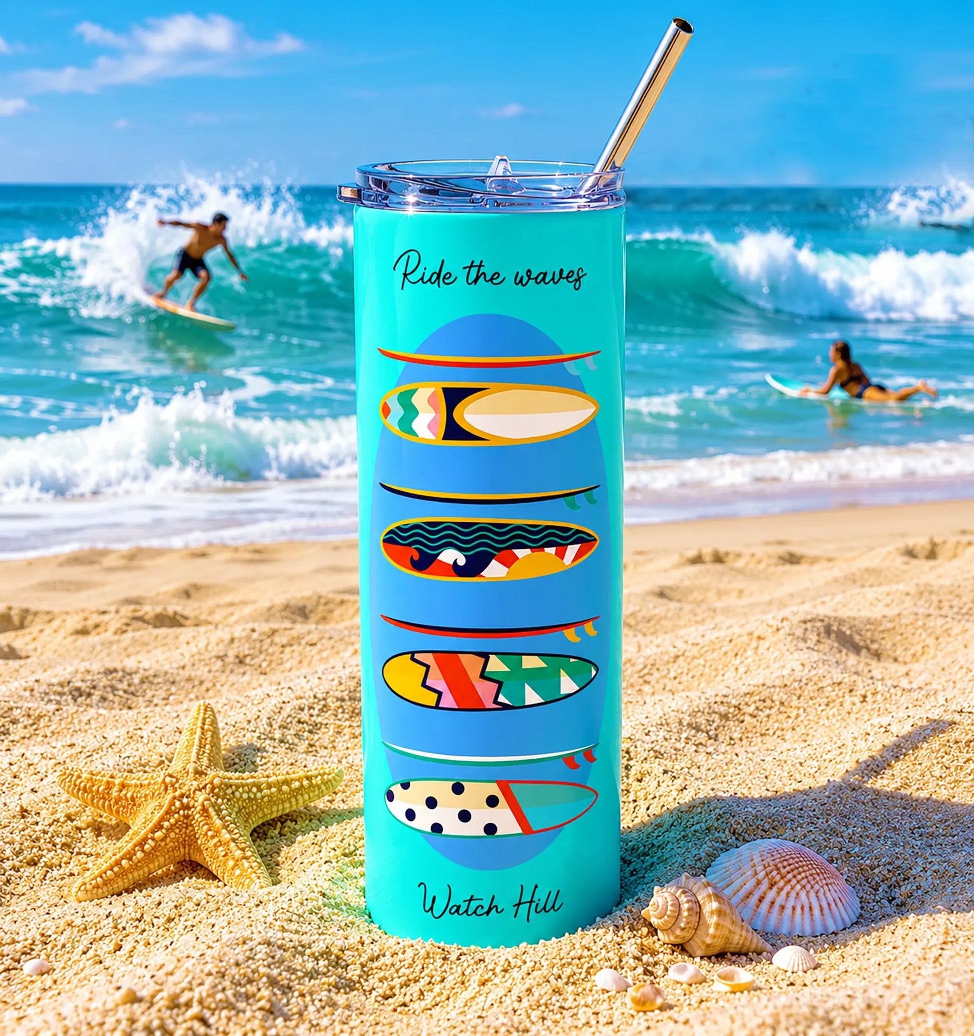 RIDE THE WAVES Watch Hill Tumbler — Coastal Cool for On-the-Go Sips. SHOP Now at The Wishful Fish