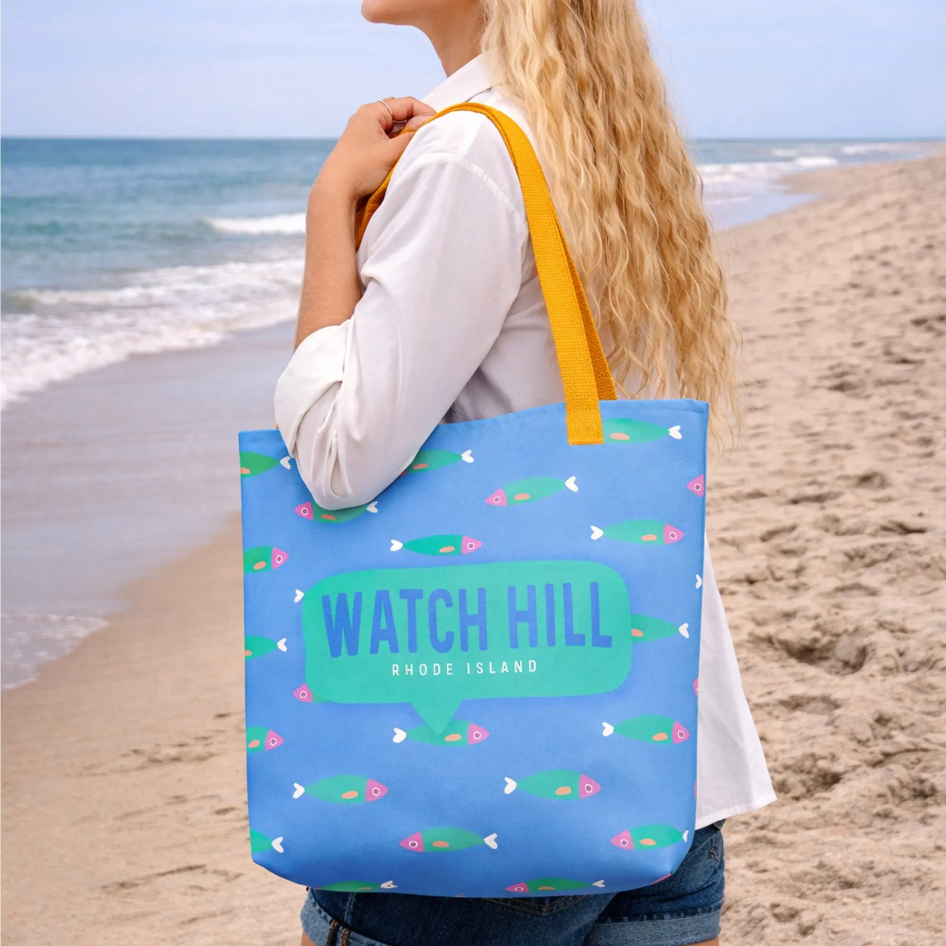 Watch Hill RI Fishes Beach Bag — Bright Coastal Style! The Wishful Fish