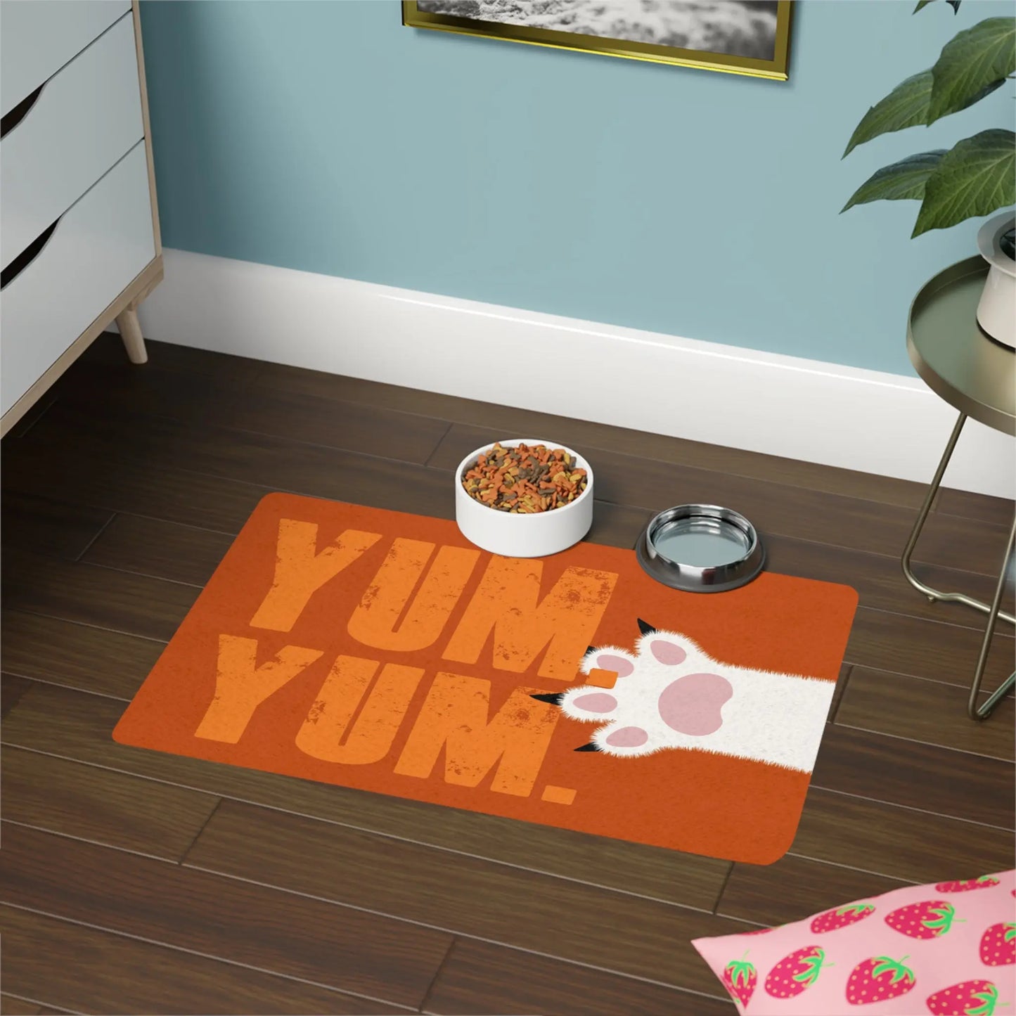 YUM. YUM. Cat Pet Bowl Mat - Premium Pet Bowl Mat from The Wishful Fish - Just $28! Shop now at The Wishful Fish