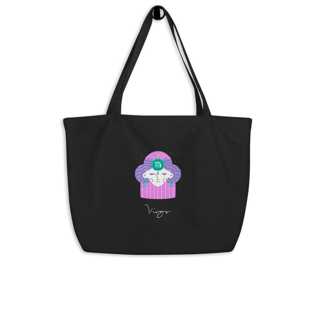 Zodiac Virgo Large Organic Cotton Tote Bag - Premium Large Tote Bag from The Wishful Fish - Just $37.50! Shop now at The Wishful Fish