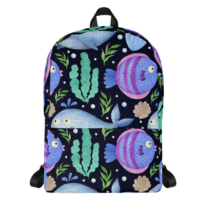 Sea Creatures Backpack | Front View | The Wishful Fish Shop