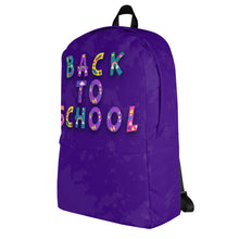 Load image into Gallery viewer, BACK TO SCHOOL Backpack | Purple | Side View | Shop The Wishful Fish
