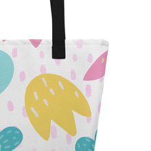 Load image into Gallery viewer, Flowers All-Over Print Large Tote Bag With Large Pocket Inside | Close Up View | The Wishful Fish
