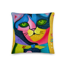 Load image into Gallery viewer, Whimsical Kat Premium Accent Pillow | 18&quot; x 18&quot; | Front View | The Wishful Fish
