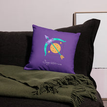 Load image into Gallery viewer, Zodiac Sagittarius Premium Accent Pillow | 18&quot; x 18&quot; | Front View Lifestyle Photo | The Wishful Fish
