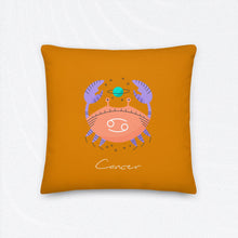 Load image into Gallery viewer, Zodiac Cancer Premium Accent Pillow | 18&quot; x 18&quot; | Front View | The Wishful Fish
