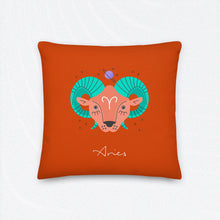 Load image into Gallery viewer, Zodiac Aries Premium Accent Pillow | 18&quot; x 18&quot; | Front View | The Wishful Fish
