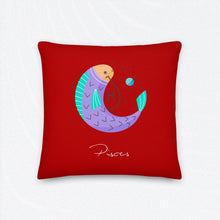 Load image into Gallery viewer, Zodiac Pisces Premium Accent Pillow | 18&quot; x 18&quot; | Front View | The Wishful Fish
