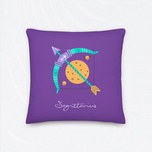 Load image into Gallery viewer, Zodiac Sagittarius Premium Accent Pillow | 18&quot; x 18&quot; | Front View | The Wishful Fish
