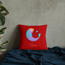 Load image into Gallery viewer, Zodiac Pisces Premium Accent Pillow | 18&quot; x 18&quot; | Front View Lifestyle Photo | The Wishful Fish
