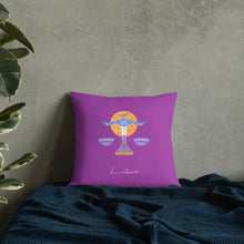 Load image into Gallery viewer, Zodiac Libra Premium Accent Pillow | 18&quot; x 18&quot; | Front View Lifestyle Photo | The Wishful Fish

