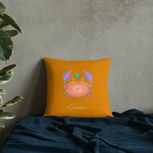 Load image into Gallery viewer, Zodiac Cancer Premium Accent Pillow | 18&quot; x 18&quot; | Front View Lifestyle | The Wishful Fish
