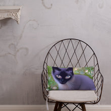 Load image into Gallery viewer, Siamese Cat Premium Pillow | Lifestyle Photo | 20&quot; x 12&quot; | The Wishful Fish
