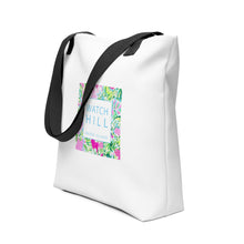 Load image into Gallery viewer, Watch Hill, Rhode Island Painted Summer Chic Tote Bag | Side View | 15&quot; x 15&quot; | The Wishful Fish
