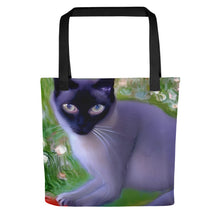 Load image into Gallery viewer, Siamese Cat Tote Bag | 15&quot; x 15&quot; | Front View | The Wishful Fish
