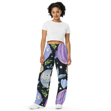 Load image into Gallery viewer, Sea Creature Unisex Wide-leg Pants | Front View | Lifestyle Photo | The Wishful Fish Shop
