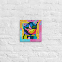 Load image into Gallery viewer, Whimsical Kat Canvas | Front View  Lifestyle | 12&quot; x 12&quot; | The Wishful Fish
