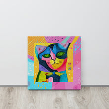 Load image into Gallery viewer, Whimsical Kat Canvas | Front View Lifestyle | 16&quot; x 16&quot; | The Wishful Fish
