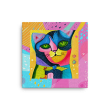 Load image into Gallery viewer, Whimsical Kat Canvas | Front View | 16&quot; x 16&quot; | The Wishful Fish
