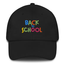 Load image into Gallery viewer, &quot;Back To School&quot; Baseball Cap | Black | Front View | Shop The Wishful Fish
