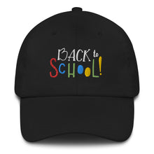 Load image into Gallery viewer, &quot;Back To School&quot; Baseball Cap One Size Fits All | Black | Front View | Shop The Wishful Fish
