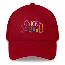 Load image into Gallery viewer, &quot;Back To School&quot; Baseball Cap One Size Fits All | Red | Front View | Shop The Wishful Fish
