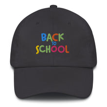 Load image into Gallery viewer, &quot;Back To School&quot; Baseball Cap | Dark Grey | Front View | Shop The Wishful Fish
