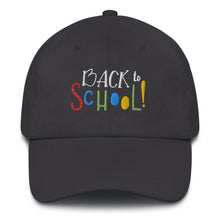 Load image into Gallery viewer, &quot;Back To School&quot; Baseball Cap One Size Fits All | Dark Grey | Front View | Shop The Wishful Fish
