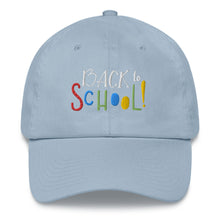 Load image into Gallery viewer, &quot;Back To School&quot; Baseball Cap One Size Fits All | Light Blue | Front View | Shop The Wishful Fish
